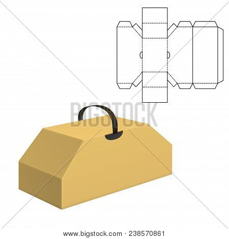 Vector Illustration Of Diecut Craft Box For Design, Website, Background, Banner. Retail Folding Pack