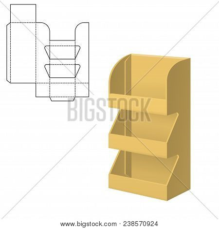 Vector Illustration Of Diecut Craft Box For Design, Website, Background, Banner. Retail Folding Pack