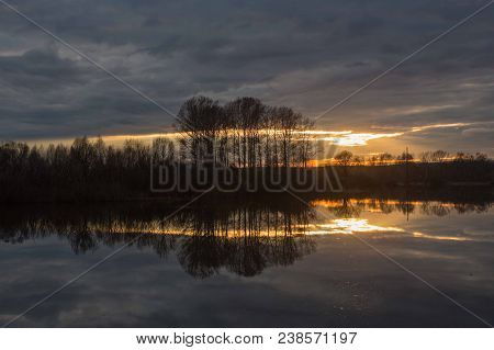 Sunset On The Lake On A Warm Spring Evening
