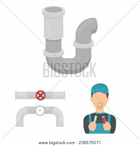 Plumbing, Fitting Cartoon Icons In Set Collection For Design. Equipment And Tools Vector Symbol Stoc