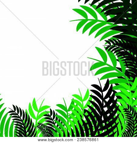 Green Leaves Frame Vector Abstract  Nature Background Design