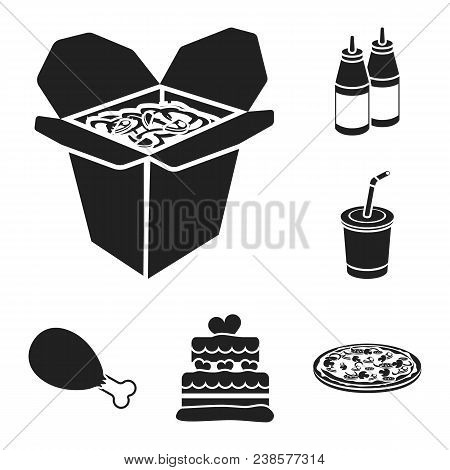 Fast Food Black Icons In Set Collection For Design.food From Semi-finished Products Vector Symbol St