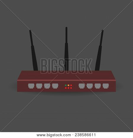 Modern Realistic Wireless Router With The Antenna For Internet Connection. Wireless Router Vector Il