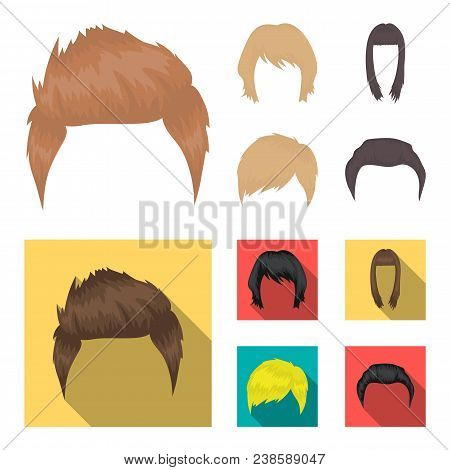 Mustache And Beard, Hairstyles Cartoon, Flat Icons In Set Collection For Design. Stylish Haircut Vec