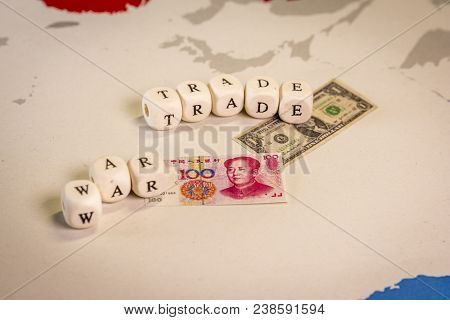 Usa And China Trade War Concept. Tade War Caused By The 2018 Us Tariffs On Steel And Aluminium