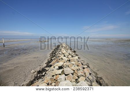 Jetty Made From Rocks At Redang Beach, Sekinchan Selangor, Malaysia