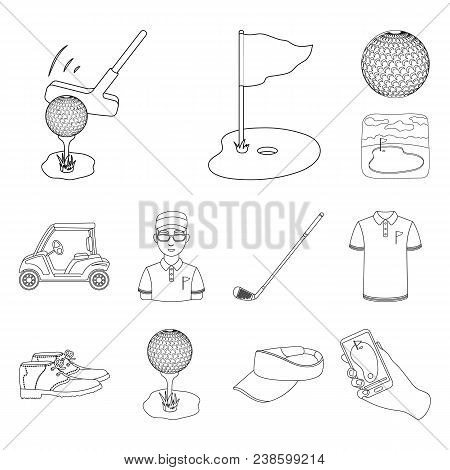 Golf And Attributes Outline Icons In Set Collection For Design.golf Club And Equipment Vector Symbol