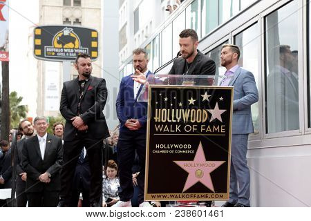 LOS ANGELES - APR 30:  NSYNC, Justin Timberlake at the *NSYNC Star Ceremony  on the Hollywood Walk of Fame on April 30, 2018 in Los Angeles, CA