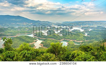 Ta Dung Lake In The Morning When The Sun Rises At The Top Of  Mountain Shines Fog Into Lake Full Of 