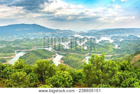 Ta Dung Lake In The Morning When The Sun Rises At The Top Of  Mountain Shines Fog Into Lake Full Of 