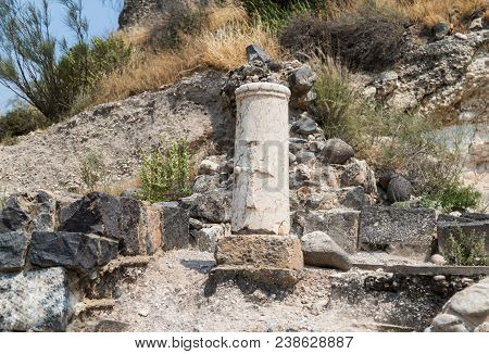 The Bas-relief Of The Cross On The Remains Of The Column In Ruins Of Kursi - A Large Byzantine 8th-c