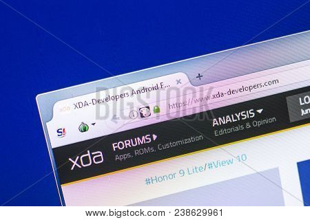 Ryazan, Russia - April 29, 2018: Homepage Of Xda-developers Website On The Display Of Pc, Url - Xda-