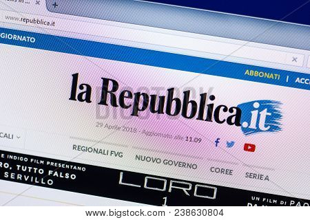 Ryazan, Russia - April 29, 2018: Homepage Of La Repubblica Website On The Display Of Pc, Url - Repub
