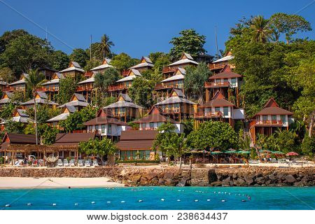 Beach Bungalow At Midday At The Koh Phi Phi The Beach Resort On Koh Phi Phi Island Along The Andaman