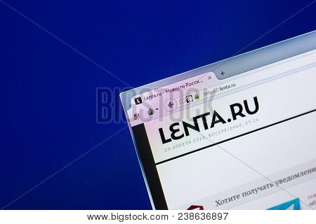 Ryazan, Russia - April 29, 2018: Homepage Of Lenta Website On The Display Of Pc, Url - Lenta.ru.
