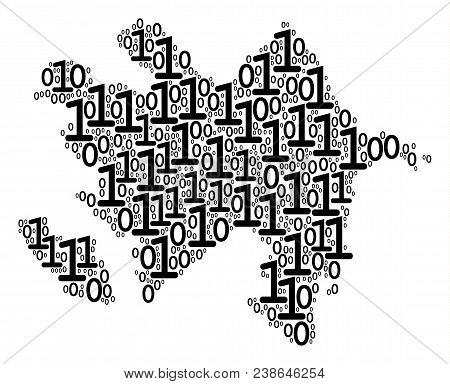 Azerbaijan Map Mosaic Icon Of Binary Digits In Variable Sizes. Vector Digits Are Organized Into Azer