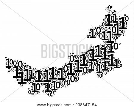 Chinese Inner Mongolia Map Collage Icon Of Zero And Null Digits In Variable Sizes. Vector Digital Sy