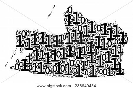 Kaliningrad Region Map Composition Icon Of Zero And Null Digits In Different Sizes. Vector Digital S