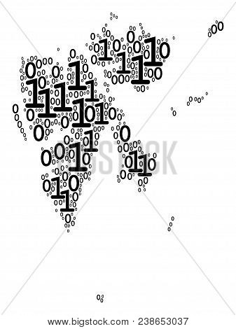 Svalbard Island Map Composition Icon Of Zero And One Symbols In Different Sizes. Vector Digits Are F