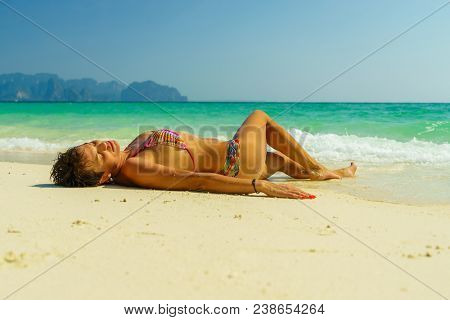 Woman at the beach in Koh Poda island