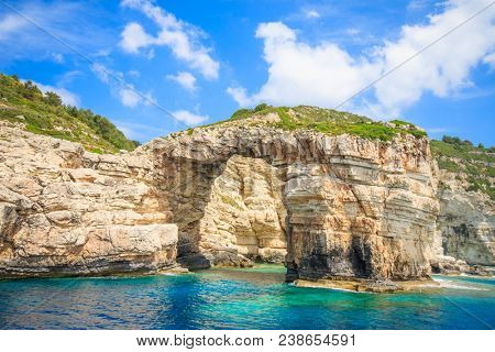 Blue caves of Paxos island Greece