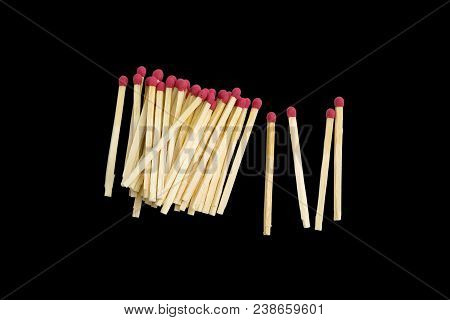 Many Red Head Matches On Black Background.