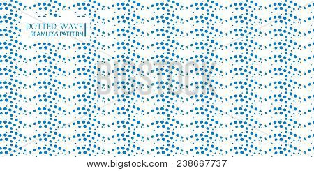 Dotted Wave Seamless Pattern. Stock Vector Illustration Of Flowing Water In Blue Color For Backgroun