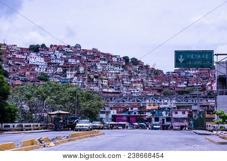 Caracas, Venezuela, 05.01.2018: View Of The Most Popular Suburb In Petare.
