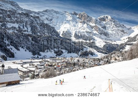 Engelberg Village From Engelberg Klostermatte Skiresort, Canton Obwalden, Switzerland