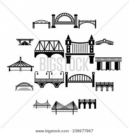 Bridge Icons Set. Simple Illustration Of 16 Bridge Icons Set Vector Icons For Web