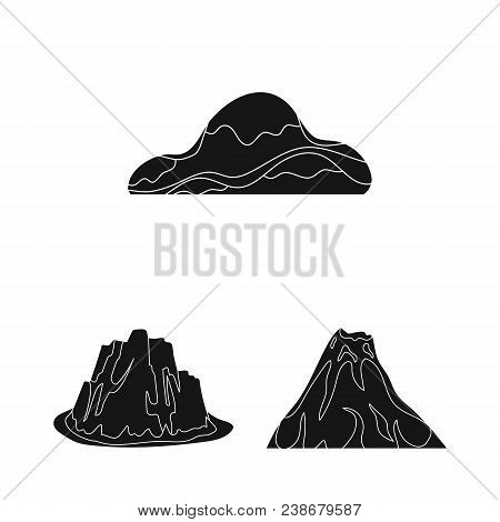 Different Mountains Black Icons In Set Collection For Design.mountains And Landscape Vector Symbol S