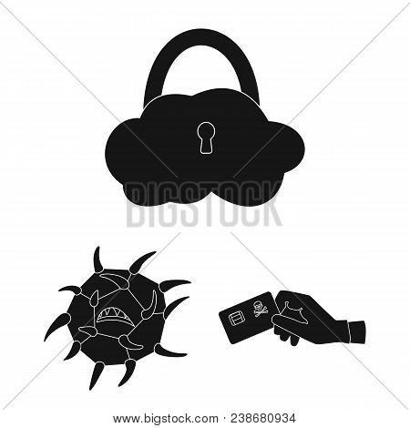 Hacker And Hacking Black Icons In Set Collection For Design. Hacker And Equipment Vector Symbol Stoc