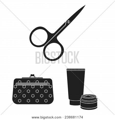 Makeup And Cosmetics Black Icons In Set Collection For Design. Makeup And Equipment Vector Symbol St