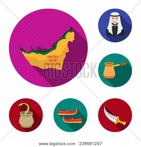 Country United Arab Emirates Flat Icons In Set Collection For Design. Tourism And Attraction Vector 