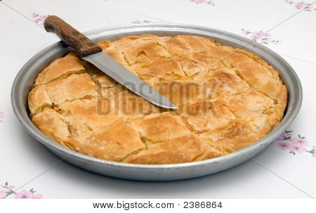 Traditional Cheese Pie And A Knife