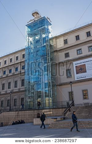 Madrid, Spain - January 22, 2018: Reina Sofia National Art Center Museum (museo Nacional Centro De A