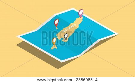 Explore East Timor Maps With Isometric Style And Pin Location Tag On Top Vector Illustration