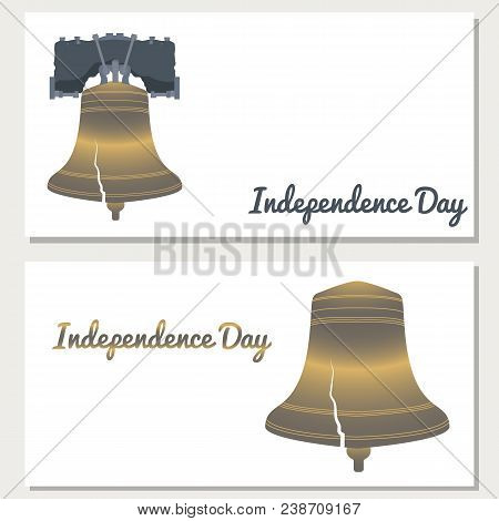 Independence Day Of The Usa. 4th Of July. Concept Of Holiday. Liberty Bell. Isolated On White. Flyer