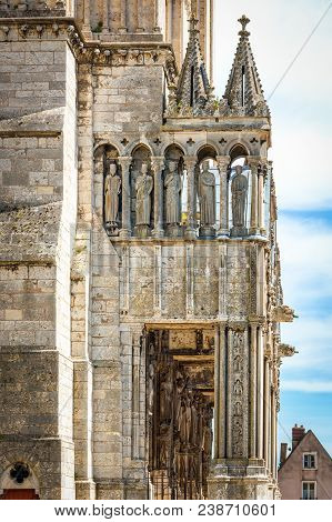 Chartres, France - May 21, 2017: Arcitecture Details Of North Facade Of Cathedral Of Our Lady Of Cha