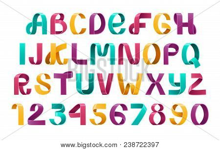 Alphabet Vector Of Paper Folding. Ribbon Script Font. Vector Of Modern Stylized Paper Font. Alphabet