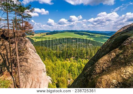 Landscape View From The Ostas Table Mountain. The National Nature Reserve Adrspach-teplice Rocks, Cz
