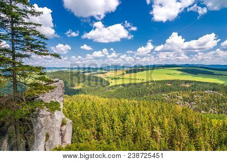 Landscape View From The Ostas Table Mountain. The National Nature Reserve Adrspach-teplice Rocks, Cz