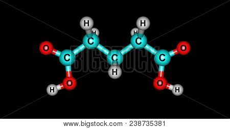 Glutaric Acid Is The Organic Compound With The Formula C3h6cooh2. 3d Illustration