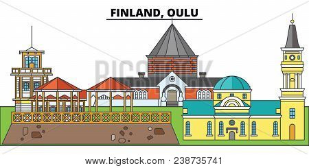 Finland, Oulu. City Skyline, Architecture, Buildings, Streets, Silhouette, Landscape, Panorama, Land