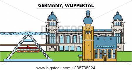 Germany, Wuppertal. City Skyline, Architecture, Buildings, Streets, Silhouette, Landscape, Panorama,