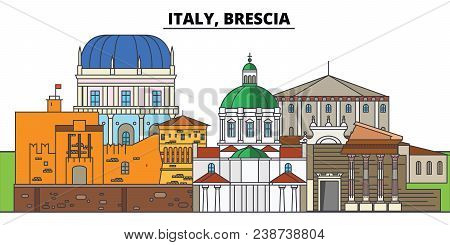 Italy, Brescia. City Skyline, Architecture, Buildings, Streets, Silhouette, Landscape, Panorama, Lan