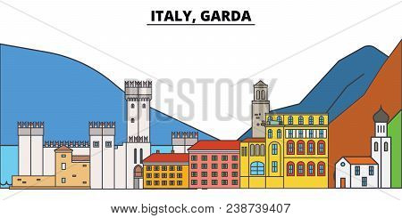 Italy, Garda. City Skyline, Architecture, Buildings, Streets, Silhouette, Landscape, Panorama, Landm