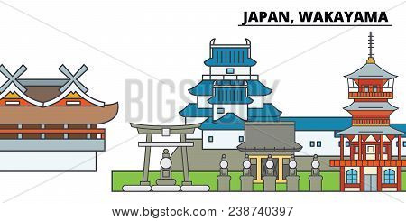 Japan, Wakayama. City Skyline, Architecture, Buildings, Streets, Silhouette, Landscape, Panorama, La