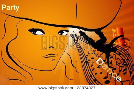 kvinnor, silhouette, musik