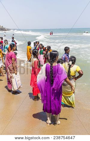 Masi Magam Festival, Puduchery, Pondichery, Tamil Nadu, India - March 1, 2018. Group Of Unidentified